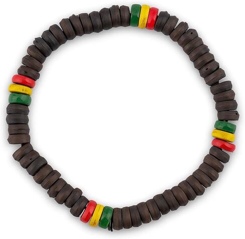 PinMaze Rasta Bead Bracelet - Jamaican Adjustable Wristband for Men Women in Kuwait