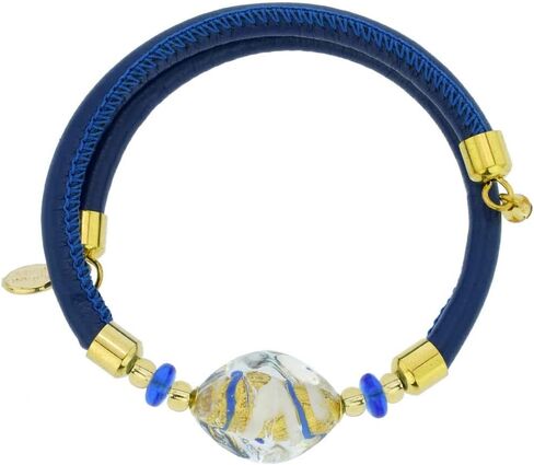 Glass Of Venice Delizia Murano Glass Leather Bracelet - Blue in Kuwait