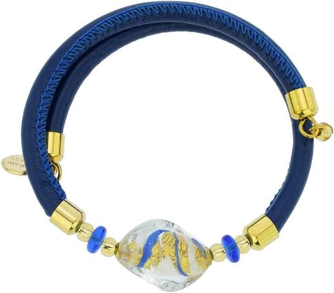 Glass Of Venice Delizia Murano Glass Leather Bracelet - Blue in Kuwait