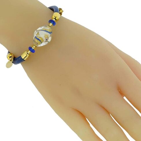 Glass Of Venice Delizia Murano Glass Leather Bracelet - Blue in Kuwait