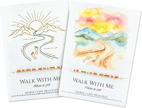 Walk With Me Morse Code Handmade Bracelet Set, 2 Pack Faith Jewelry for Women, Adjustable Minimalist Scripture Inspired Gift in Saudi Arabia
