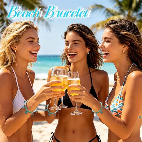 JAPDNK Summer Outfits for Women, Summer Beach Bracelets, Boho Shell Seashell Starfish Surfer Bracelets, Hawaiian Seaside Holiday Vacation Birthday Gifts for Women Sister Friends Beach Lovers in Saudi Arabia