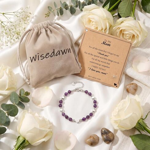 Mothers Day Gifts for Mom from Daughter Son, Amethyst Mother Bracelet Jewelry, Christmas Mother Valentines day Birthday Mom Gifts Presents Ideas in Saudi Arabia