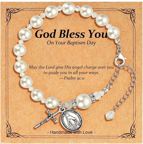 C-leen First Communion Gifts for Girls, Cross Bracelet First Holy Communion Favors Religious Jewelry for Teens, Christian Catholic Communion Confirmation Gifts Easter Basket Stuffers for Teen in Kuwait