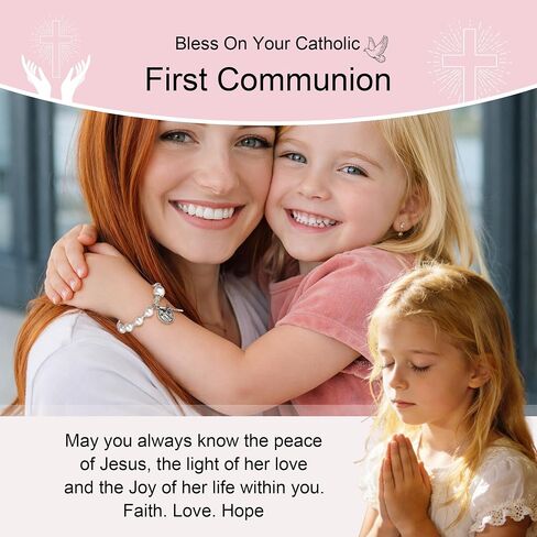 C-leen First Communion Gifts for Girls, Cross Bracelet First Holy Communion Favors Religious Jewelry for Teens, Christian Catholic Communion Confirmation Gifts Easter Basket Stuffers for Teen in Kuwait