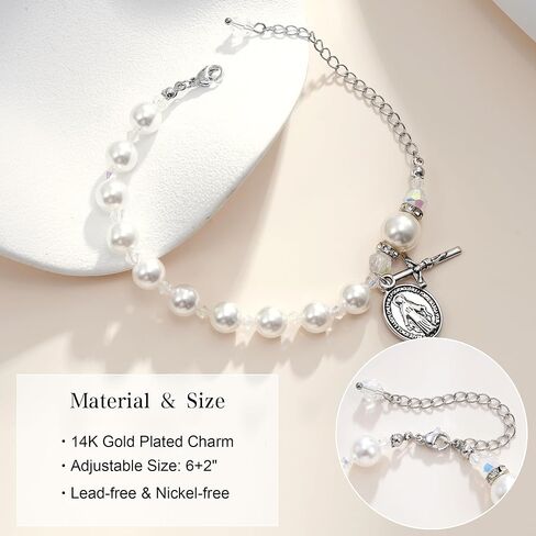 C-leen First Communion Gifts for Girls, Cross Bracelet First Holy Communion Favors Religious Jewelry for Teens, Christian Catholic Communion Confirmation Gifts Easter Basket Stuffers for Teen in Kuwait