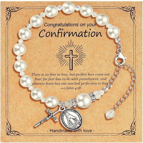 C-leen First Communion Gifts for Girls, Cross Bracelet First Holy Communion Favors Religious Jewelry for Teens, Christian Catholic Communion Confirmation Gifts Easter Basket Stuffers for Teen in Kuwait