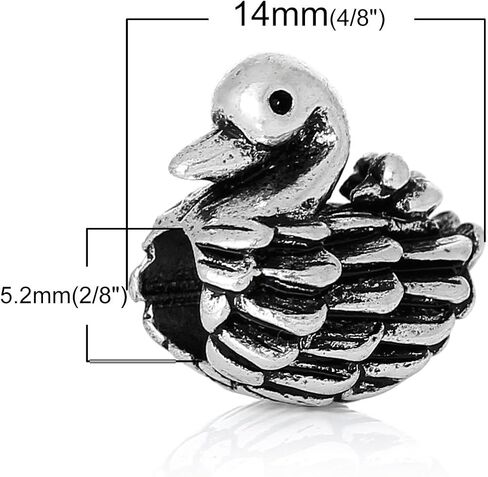Swan Charm Bead Spacer Compatible for Most European Snake Chain Bracelets in Kuwait