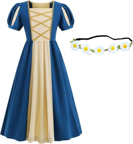 فستان أميرة العصور الوسطى للفتيات الصغيرات من عصر النهضة الأيرلندية للنساء زي تنكري كلاسيكي لحفلات أعياد الميلاد والهالوين in Kuwait