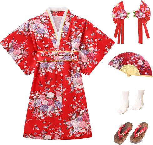 Japanese Traditional Dress for Girls Costume Kimono for Kids Set in Saudi Arabia