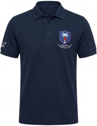Haiti World Cup 2026 Polo Shirt – Haitian Flag Embroidered Cotton Short Sleeve Polo (Navy Blue) in Saudi Arabia