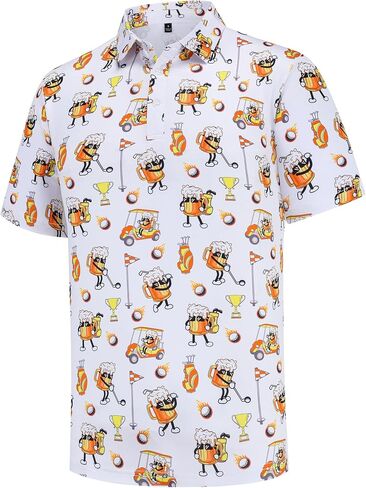 Mens Golf Polo Shirts Short Sleeve Dry Fit Print Performance Moisture Wicking Casual Funny Golf Polo Shirts for Men in Kuwait