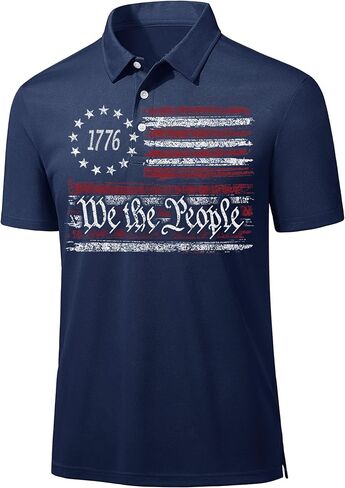 4th of July Shirts Men's Short Sleeve Golf Shirts 1776 Patriotic American Flag Graphic Polo Shirt in Saudi Arabia