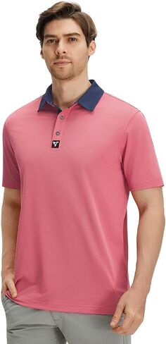 Men' s Golf Shirts Short Sleeve Performance Moisture Wicking Dry Fit Solid Casual Pique Golf Polo Shirts for Men in Kuwait