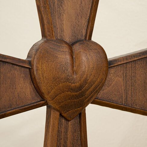 BGCarvedGrace Wooden Wall Cross with Heart Center, Retro Wood Wall Decor, Religious Home Accent (10 Inch) in Saudi Arabia