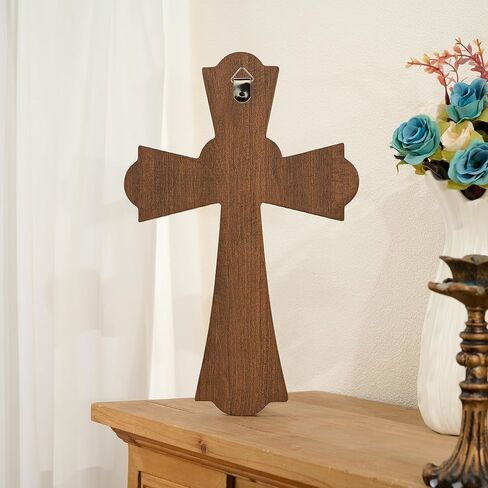 BGCarvedGrace Wooden Wall Cross with Heart Center, Retro Wood Wall Decor, Religious Home Accent (10 Inch) in Saudi Arabia