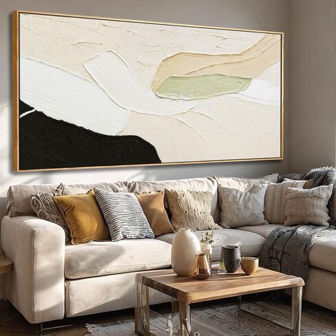 Artexist Abstract Canvas Wall Art for Living Room Black Beige Green Textured Oil Paintings Wall Decor Pictures for Bedroom Office Home Decoration 29"x58" in Saudi Arabia
