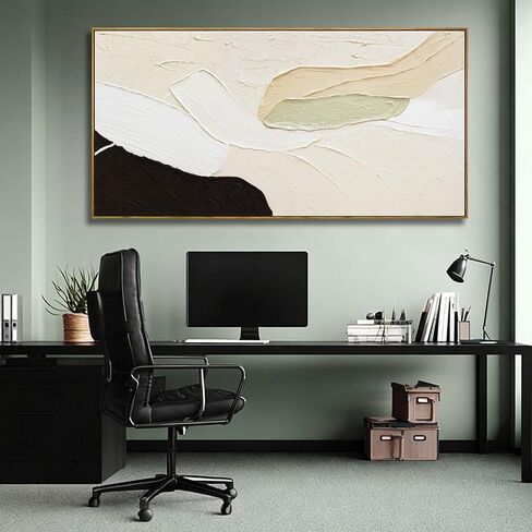 Artexist Abstract Canvas Wall Art for Living Room Black Beige Green Textured Oil Paintings Wall Decor Pictures for Bedroom Office Home Decoration 29"x58" in Saudi Arabia