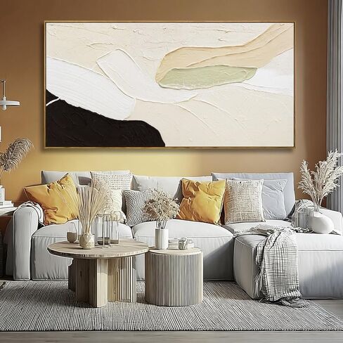 Artexist Abstract Canvas Wall Art for Living Room Black Beige Green Textured Oil Paintings Wall Decor Pictures for Bedroom Office Home Decoration 29"x58" in Saudi Arabia