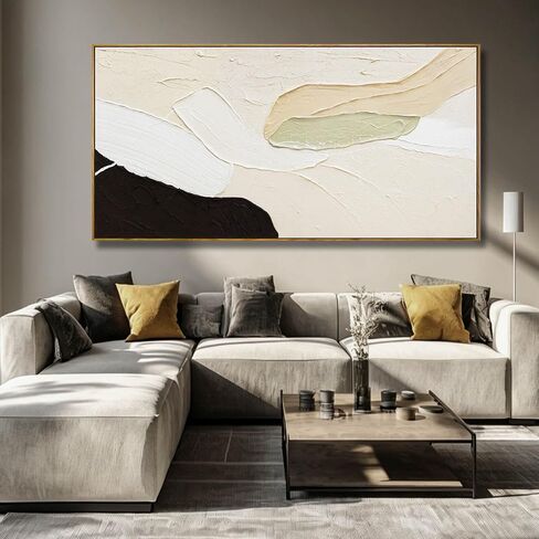 Artexist Abstract Canvas Wall Art for Living Room Black Beige Green Textured Oil Paintings Wall Decor Pictures for Bedroom Office Home Decoration 29"x58" in Saudi Arabia