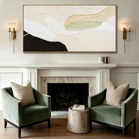 Artexist Abstract Canvas Wall Art for Living Room Black Beige Green Textured Oil Paintings Wall Decor Pictures for Bedroom Office Home Decoration 29"x58" in Saudi Arabia