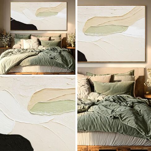Artexist Abstract Canvas Wall Art for Living Room Black Beige Green Textured Oil Paintings Wall Decor Pictures for Bedroom Office Home Decoration 29"x58" in Saudi Arabia