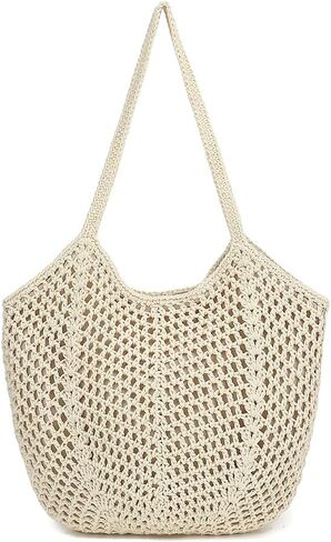 Bycobecy Crochet Tote Bag for Women Soft Summer Purse Beach Tote Bag Cute Handbag for Vacation, Work & Pool in Saudi Arabia
