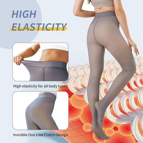 X-CHENG 2 Pairs Women Fleece Lined Tights - Invisible Crotch Warm Fake Translucent High Waist Women Thermal Tights in Saudi Arabia