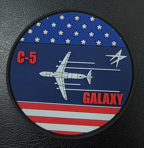رقعة Lockheed Martin® C-5 Galaxy® Flag GITD PVC - مع خطاف وحلقة، مرخصة رسميًا، 3 بوصة in Kuwait