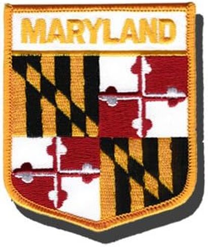 Maryland Flag Embroidered Iron on/Sew on State Shield Patch with Gold Border in Saudi Arabia