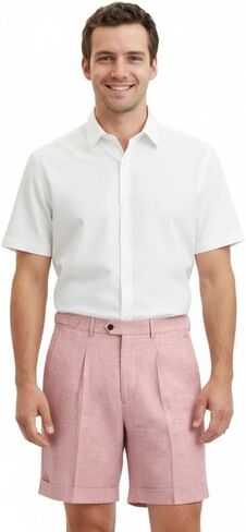 Mens Linen Shorts Casual Classic Fit Summer Shorts for Beach Wedding Vacation Wear in Saudi Arabia