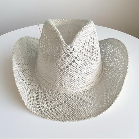 Men Women's Western Cowboy Cowgirl Straw Hat with Shapeable Brim Unisex Hollow Out Woven Roll Up Summer Sun Hat in Saudi Arabia