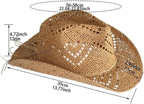 Men Women's Western Cowboy Cowgirl Straw Hat with Shapeable Brim Unisex Hollow Out Woven Roll Up Summer Sun Hat in Saudi Arabia