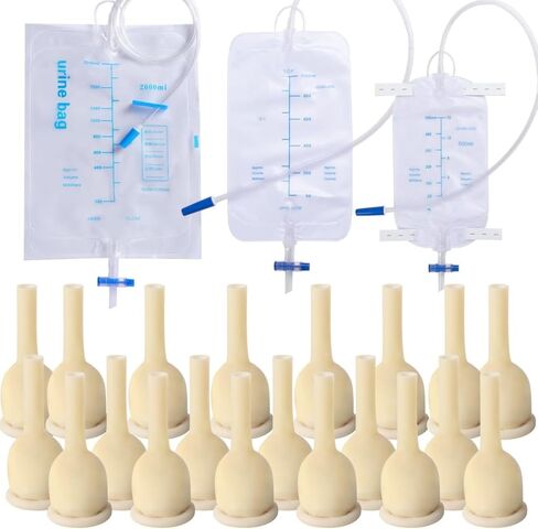 External Catheter for Men, Soft Latex Condom Catheters for Elderly Men Age 80, External Male Catheters with Urine Bags & Tapes (25mm/0.98in (23 pcs)) in Saudi Arabia