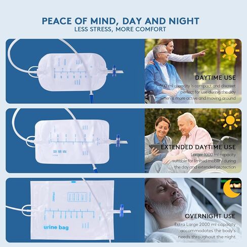 External Catheter for Men, Soft Latex Condom Catheters for Elderly Men Age 80, External Male Catheters with Urine Bags & Tapes (25mm/0.98in (23 pcs)) in Saudi Arabia
