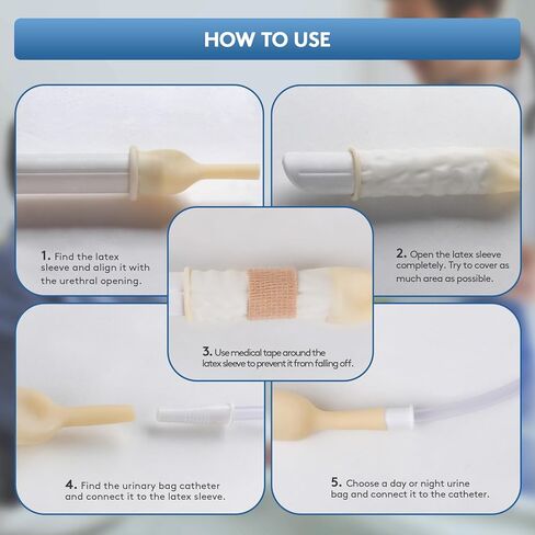 External Catheter for Men, Soft Latex Condom Catheters for Elderly Men Age 80, External Male Catheters with Urine Bags & Tapes (25mm/0.98in (23 pcs)) in Saudi Arabia
