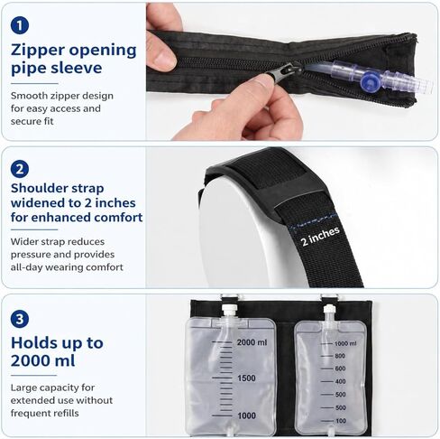 2 Pack Catheter Bag Holder Urinary Drainage Bag Cover with Adjustable Strap for Men Women, Discreet Foley Holder for Privacy & Dignity Waterproof Fits Catheter Users up to 2000ml in Saudi Arabia