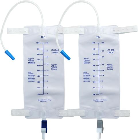 Leg Bag Urinary Drainage Bag, 1000ml Large Capacity with Warm Fleece-Lined and Cool Breathable Versions, Anti-Reflux Valve, Cloth Straps(Summer Version (Breathable Backing),2) in Saudi Arabia