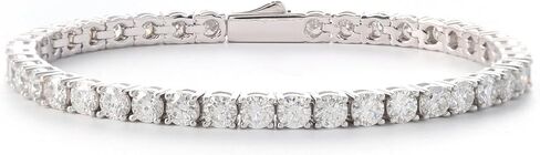 LuxeFlex Moissanite Tennis Bracelet for Men Women, VVS D Color Moissanite, 5 Times Rhodium Plated, White Gold Iced Out Hip Hop Jewelry with Secure Spring Clasp (3mm/4mm/5mm) in Saudi Arabia