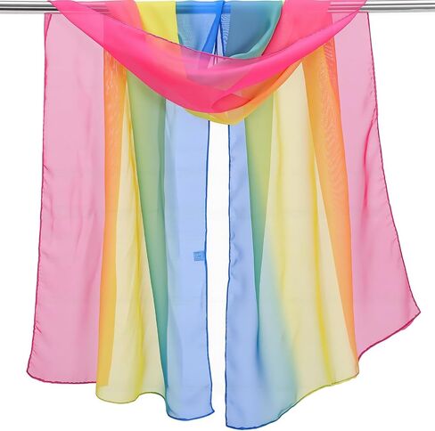 Rainbow Scarf - Lightweight Rainbow Accessories Chiffon Scarf For Women Head Wrap Neck Shawl Hair Accessory in Saudi Arabia