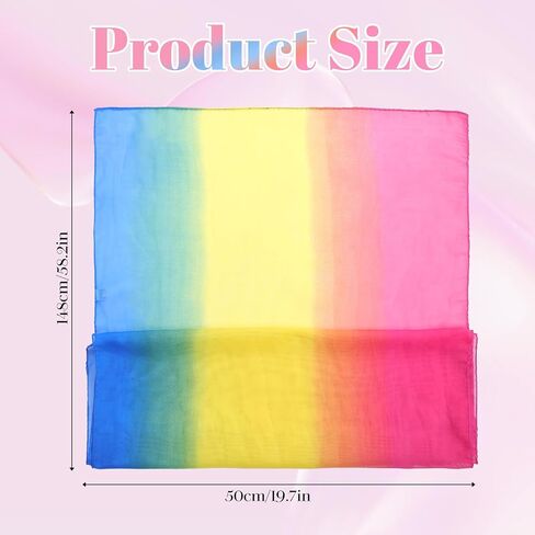 Rainbow Scarf - Lightweight Rainbow Accessories Chiffon Scarf For Women Head Wrap Neck Shawl Hair Accessory in Saudi Arabia