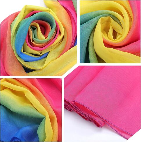 Rainbow Scarf - Lightweight Rainbow Accessories Chiffon Scarf For Women Head Wrap Neck Shawl Hair Accessory in Saudi Arabia