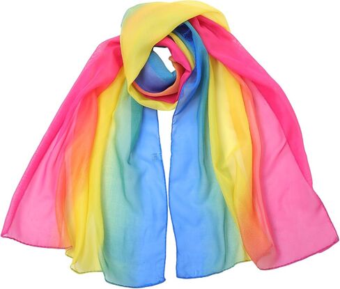 Rainbow Scarf - Lightweight Rainbow Accessories Chiffon Scarf For Women Head Wrap Neck Shawl Hair Accessory in Saudi Arabia