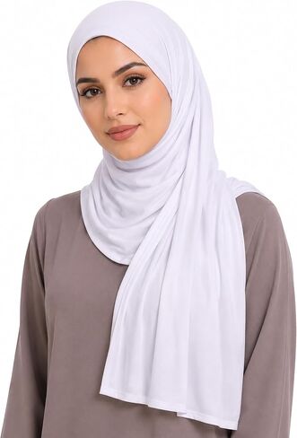 Premium Stretch Cotton Solid Color Scarf for Women, Soft Jersey Shawl Wrap, Large Size Lightweight Everyday Hijab in Saudi Arabia