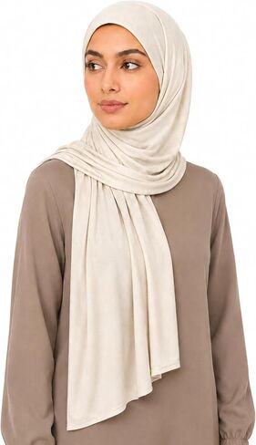 Premium Stretch Cotton Solid Color Scarf for Women, Soft Jersey Shawl Wrap, Large Size Lightweight Everyday Hijab in Saudi Arabia