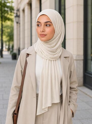 Premium Stretch Cotton Solid Color Scarf for Women, Soft Jersey Shawl Wrap, Large Size Lightweight Everyday Hijab in Saudi Arabia