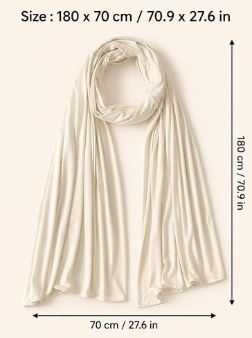 Premium Stretch Cotton Solid Color Scarf for Women, Soft Jersey Shawl Wrap, Large Size Lightweight Everyday Hijab in Saudi Arabia