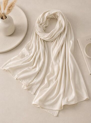 Premium Stretch Cotton Solid Color Scarf for Women, Soft Jersey Shawl Wrap, Large Size Lightweight Everyday Hijab in Saudi Arabia