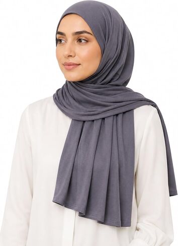 Premium Stretch Cotton Solid Color Scarf for Women, Soft Jersey Shawl Wrap, Large Size Lightweight Everyday Hijab in Saudi Arabia