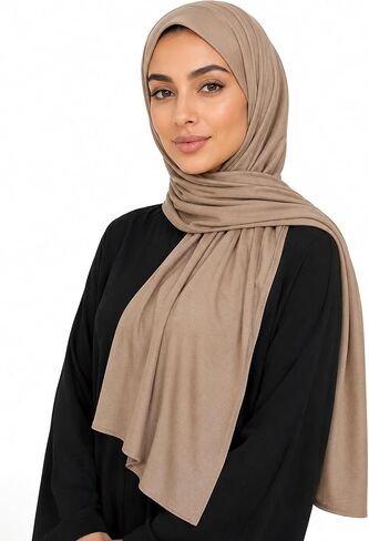 Premium Stretch Cotton Solid Color Scarf for Women, Soft Jersey Shawl Wrap, Large Size Lightweight Everyday Hijab in Saudi Arabia